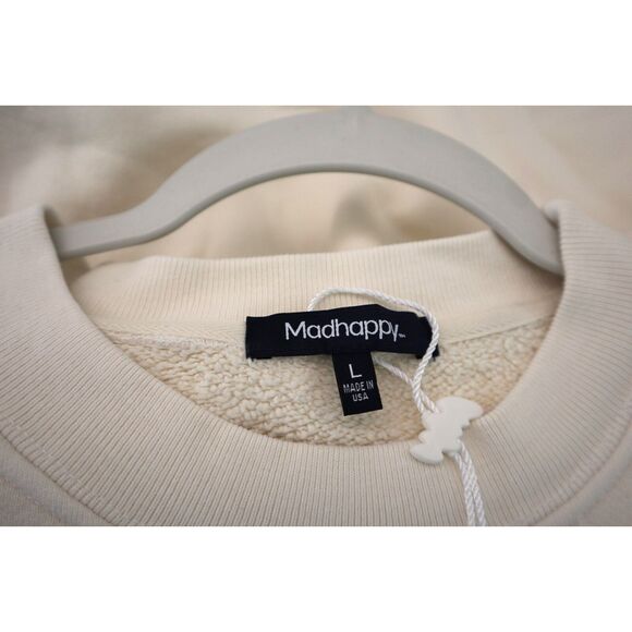 Madhappy 4U032 Unisex Sz L Ivory Local Optimist Colorful Crewneck Pullover - Picture 3 of 6